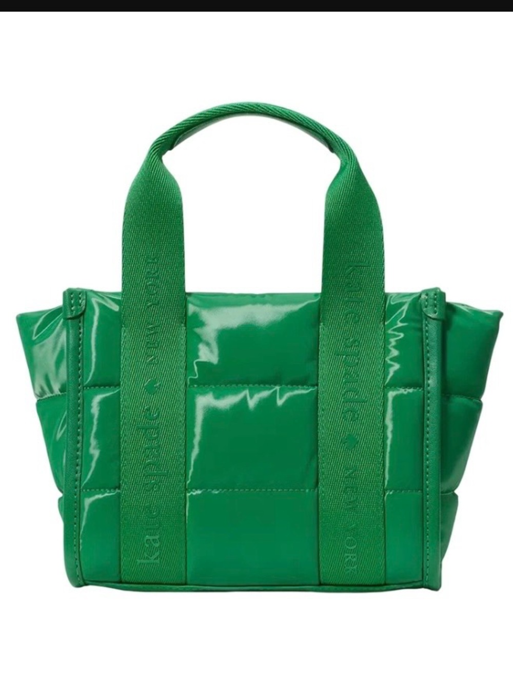 NEW kate spade Kip Puffy Fabric Quilted Mini Tote Bag - Green Bean KM668 - Picture 2 of 11